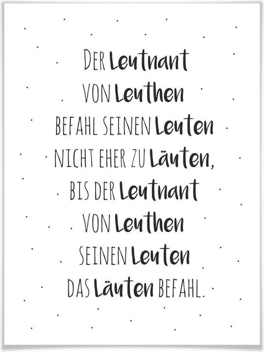 Actual product image Trenddeko Tongue twister - The Lieutenant von Leuthen (40 x 50 cm)