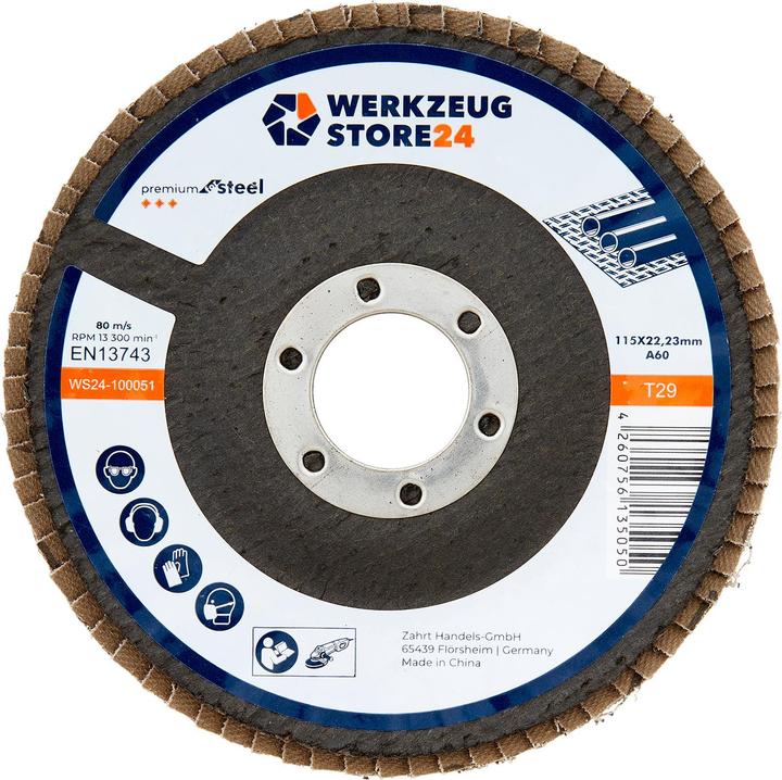 Actual product image Werkzeugstore24 10x flap disc 115 mm curved aluminium oxide K 60 (60)