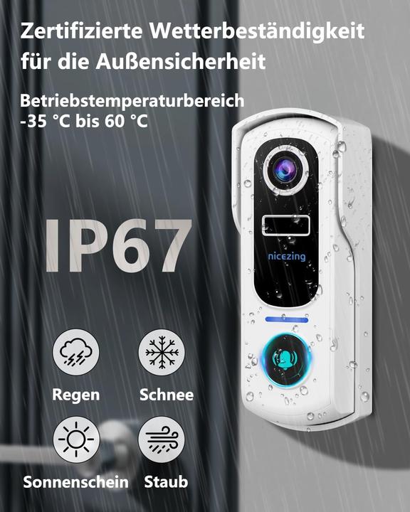 Image du produit Nicezing Video Türklingel mit Personenerkennung (Application, WiFi)