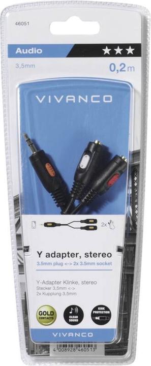 Actual product image Vivanco Audioadapter, 3.5mm Klinkenst.-2x 3.5mm Klinkenb.0,2m (Jack adapter)