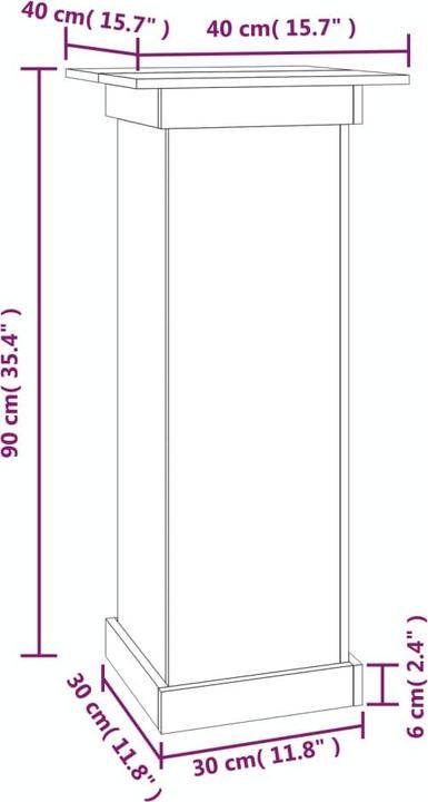 Actual product image vidaXL Blumenständer Weiss 40x40x60 cm Massivholz Kiefer,Farbe