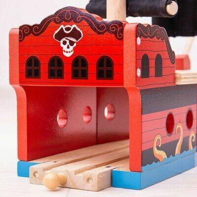 Produktbild Bigjigs Hölzerne Schienen-Piratenschiff