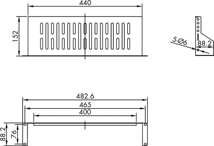 Immagine prodotto Value 19"-Fachboden 2HE, T: 150 mm, < 15 kg, U-Form