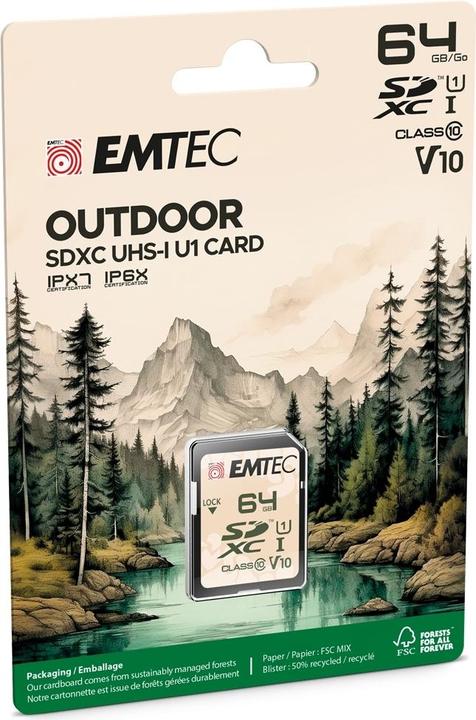 Produktbild Emtec SD 64GB UHS-I U1 V10 Outdoor (64 GB, SDXC, U1, UHS-I)