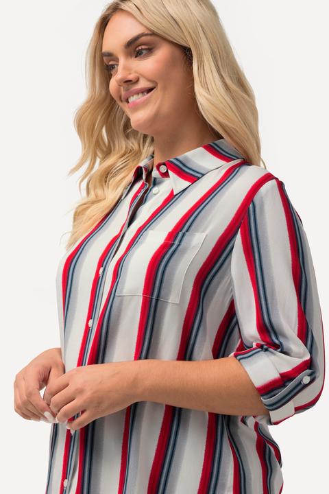 Actual product image Ulla Popken Striped Color Gradient Button Down Blouse (60)
