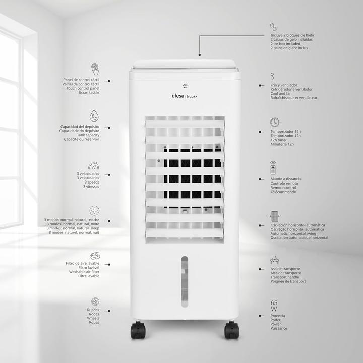 Produktbild Ufesa Verdampungs-Kühler mit Ionisator, Touchscreen, 3 Geschwindigkeiten, Timer und Fernbedienung