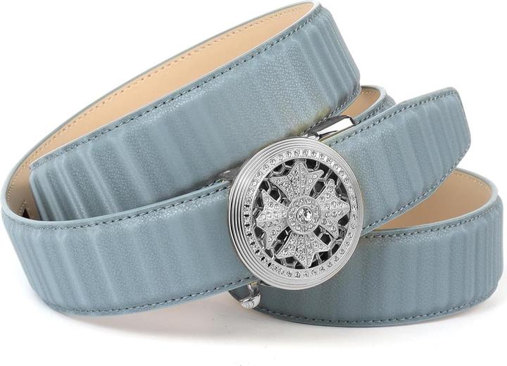 Actual product image Anthoni Crown Women's 3D Design Leather Belt with Adjustable Automatic Buckle
