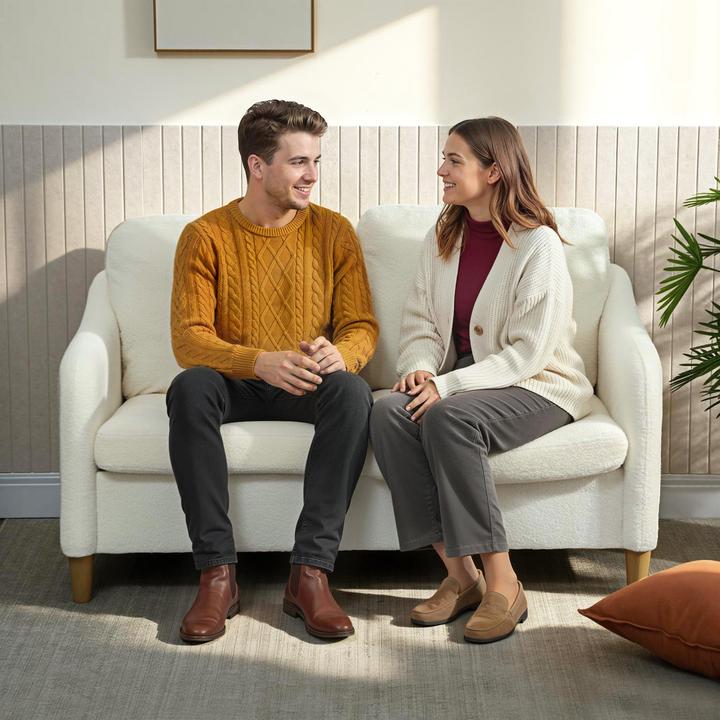 Produktbild Homcom Sofa Polyester, Eukalyptusholz Cremeweiss (2-Sitzer)