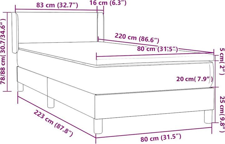 Actual product image vidaXL Boxspringbett (80 x 220 cm)