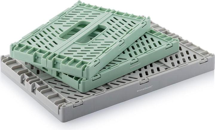 Image du produit InnovaGoods 3x boîtes de rangement empilables et pliables (20 x 15 x 9 cm, 30 x 20 x 12 cm)
