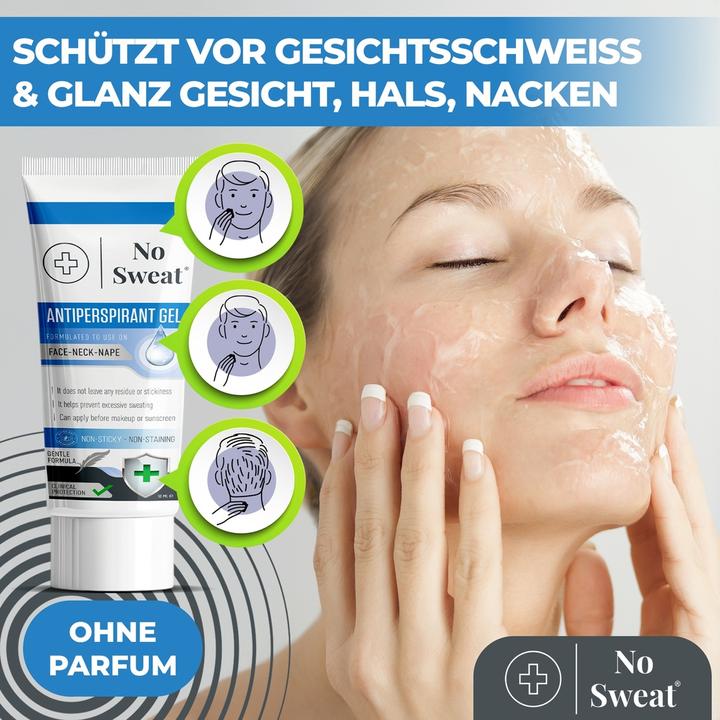 Produktbild No Sweat 2 Stück Antitranspirant Gel 50ml - Stark gegen Schwitzen im Gesicht, Hals, Nacken (Spray, 50 ml)
