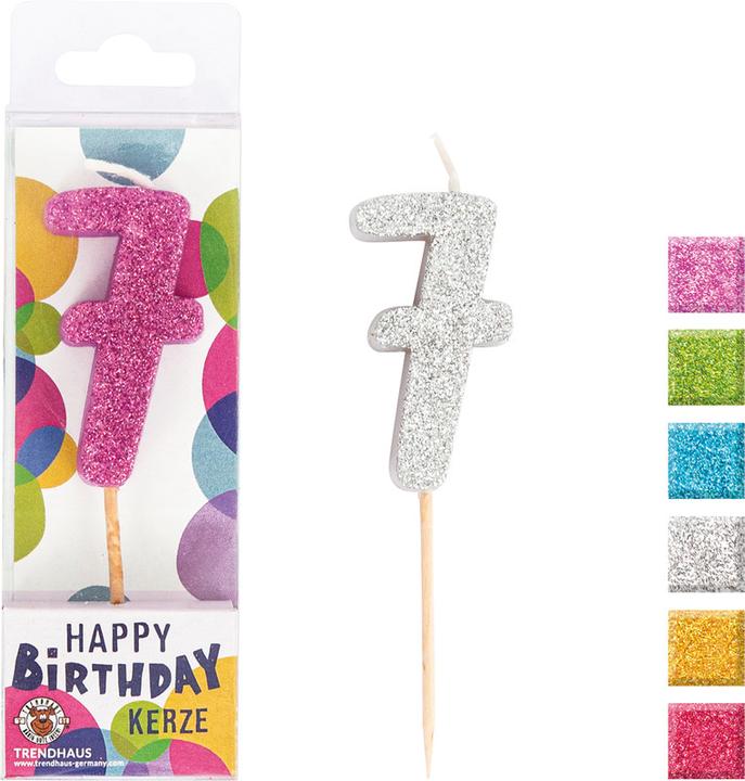 Image du produit Trendhaus Bougies avec chiffre Birthday Fun Glitter Mini (7 x)
