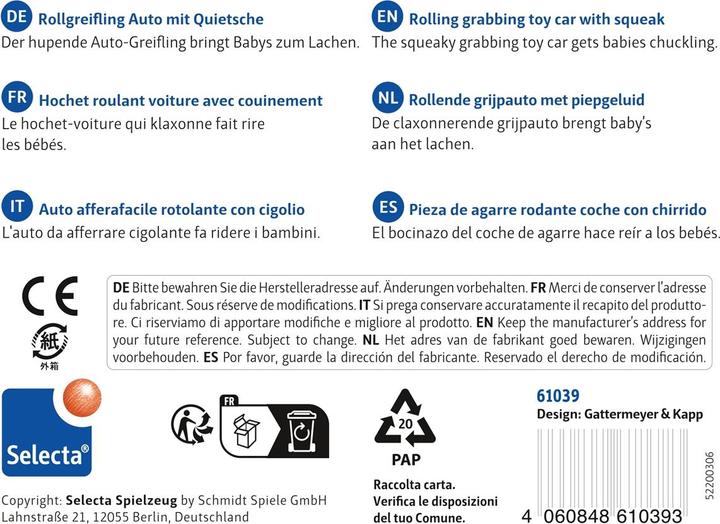 Valori nutrizionali e ingredienti Selecta Spielzeug Auto Sonato