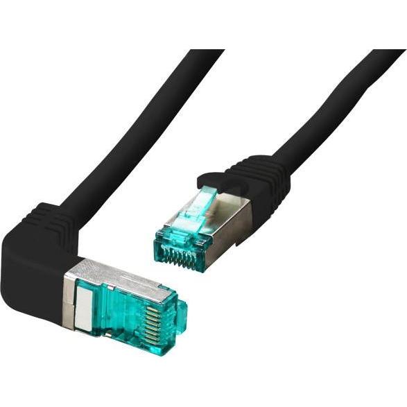 EFB Elektronik RJ45 Patchkabel S/FTP, Cat.6A, LSZH, einseitig 90° gewinkelt, 3m, schwarz (S/FTP, CAT6a, 3 m), Netzwerkka...