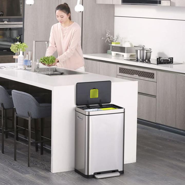 Actual product image EKO Waste separation system X-Cube pedal bin stainless steel 2 x 20 L made of brushed stainless (40 l)