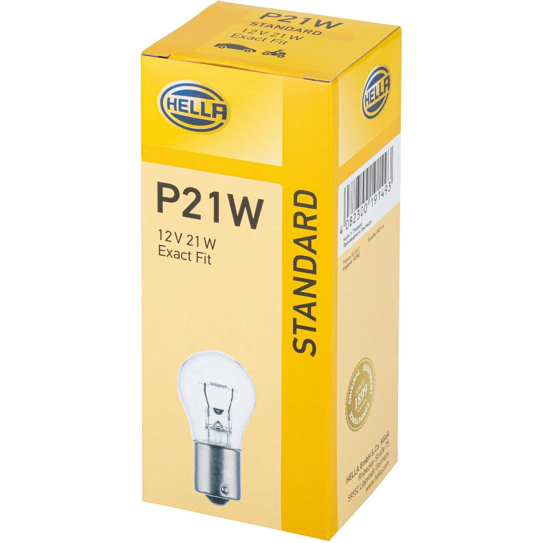 Hella, Illuminazione auto, Lampadina (P21W BA15s 12 Volt 21 Watt) (P21V)