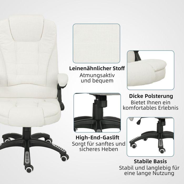 Produktbild Swisshandel24 Ergonomischer Schreibtischstuhl mit Massagefunktion, 68 x 72 x 110–120 cm, Cremeweiss (46 - 56 cm)