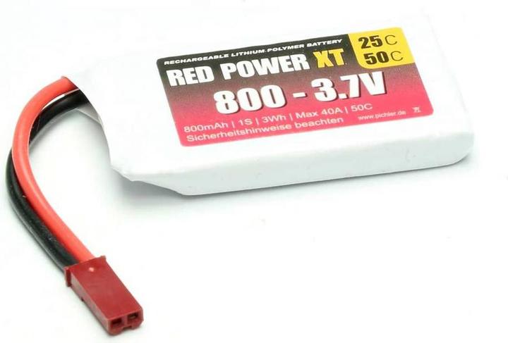 Image du produit Red Power Pack d'accus pour modélisme (LiPo) 3.7 V 800 mAh 25 C Softcase JST, BEC (3.70 V, 800 mAh)