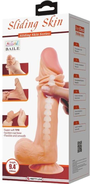 Produktbild Pretty Love Realistischer Dildo Der Sliding Skin-Serie Mit Sliding Skin-Saugnapf Braun 24 cm