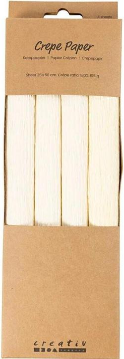 Immagine prodotto Creativ Company Krepppapier 4 Rollen 25 x 60 cm, Weiss (105 g/m², 4 x)