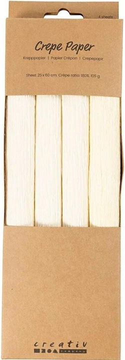 Produktbild Creativ Company Krepppapier 4 Rollen 25 x 60 cm, Weiss (105 g/m², 4 x)