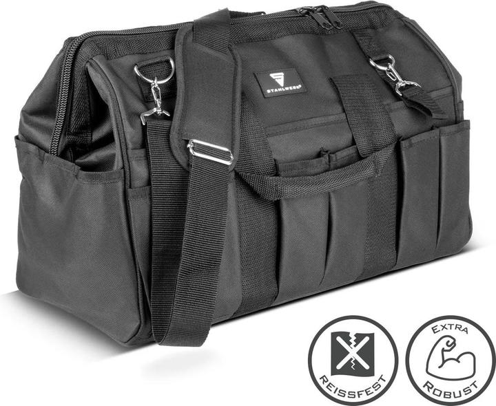 Stahlwerk Werkzeugtasche stabile XL-Montagetasche Elektrikertasche 21 Fächer