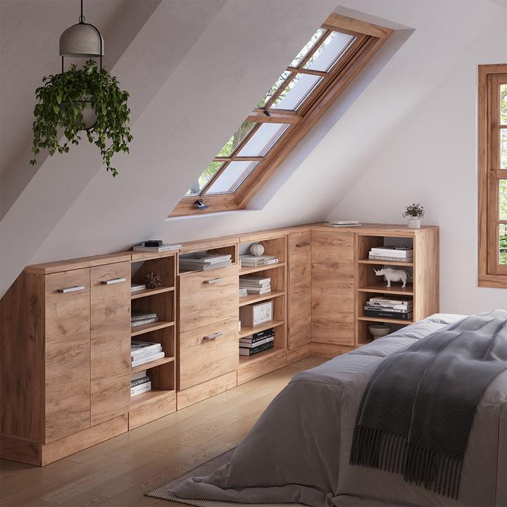 Produktbild Vichy Dachschrägenschrank Eckschrank Rion, Goldkraft Eiche/Goldkraft Eiche, 75.6 x 81.6 cm mit 1 Tür (46 x 75.60 x 81.60 cm)