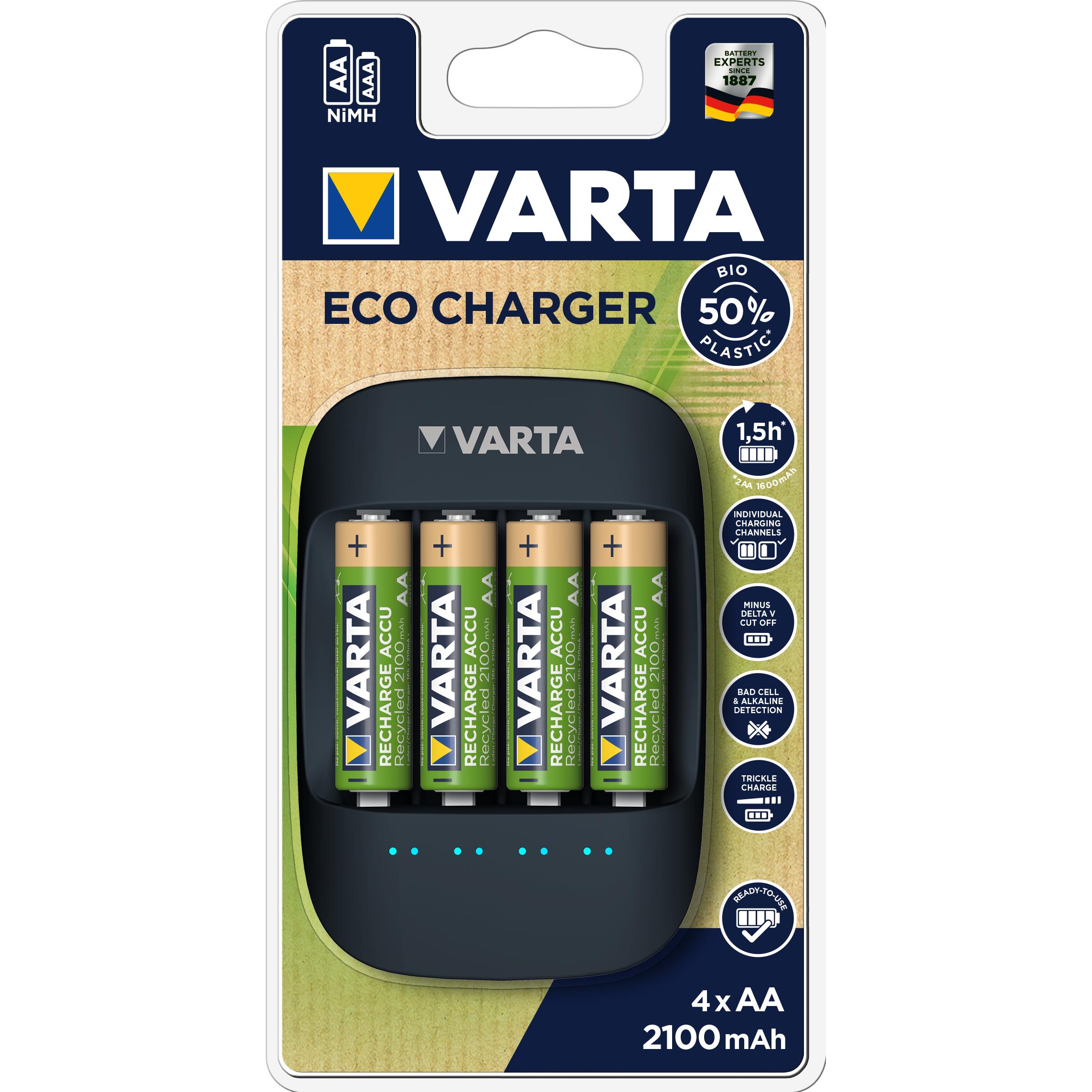 Thumbnail - Varta Eco Charger (1 Stk., AA, 2100 mAh, Ladegerät inkl. Akku), Akku Ladegerät