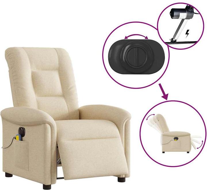 Produktbild vidaXL Massagesessel Elektrisch Creme Stoff