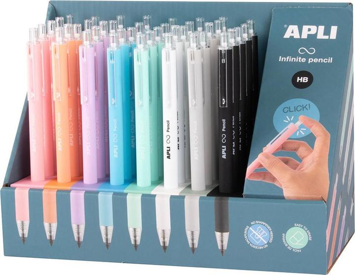 Apli DISPLAY mit 40 Druckbleistiften HB, Pastellfarben (HB, 40x)