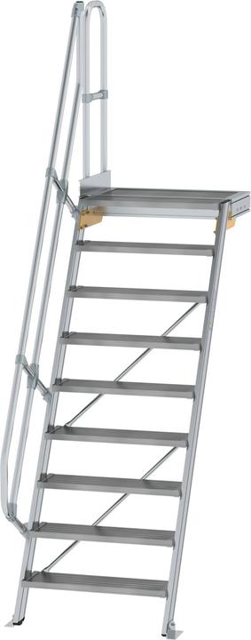 Actual product image Munk Stairs with platform 60ï¿½ step width 800 mm 9 steps aluminium ribbed (Scaffolding, 46 cm)