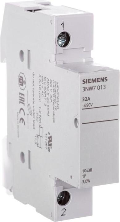 Produktbild Siemens Sicherungssockel für zylindrische Sicherungen Grösse 10X38MM 32A, 1polig (32 A)