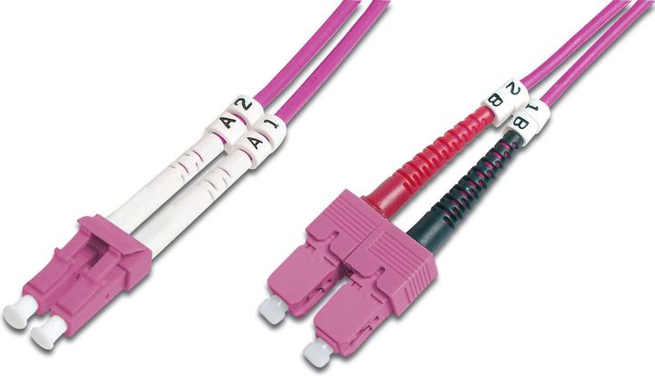 Actual product image Digitus fiber optic patch cable LC to SC multimode OM4 - 50/125 m duplex color RAL4003, length 10m (10 m)