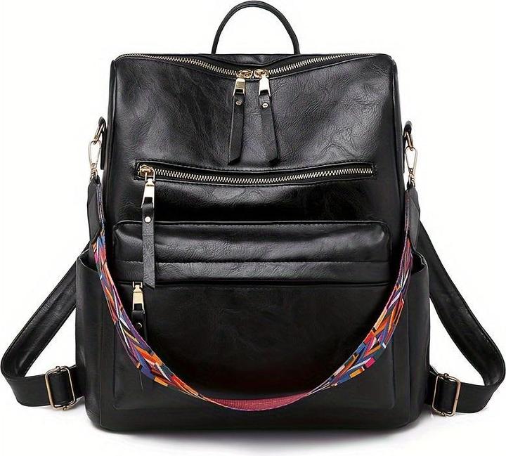 Produktbild Only-Bags.Store Retro Rucksack Handtasche, Boho Strap Zwei-Wege-Umhängetasche, Mode Vegan Leder Schultasche Daypack