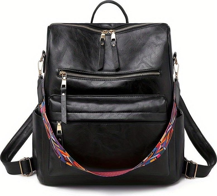Only-Bags.Store Retro Rucksack Handtasche, Boho Strap Zwei-Wege-Umhängetasche, Mode Vegan Leder Schultasche Daypack