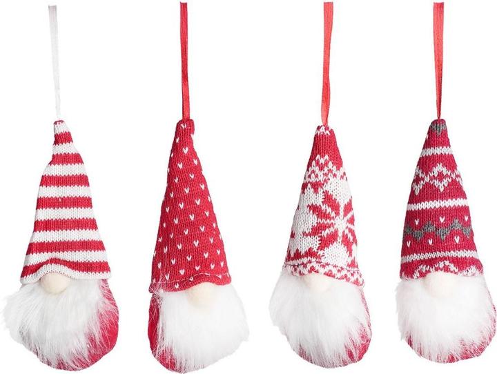 Hermex 4er-Set Hängender Wichtel Weihnachtswichtel Gnom Weihnachtsdekoration (4x)