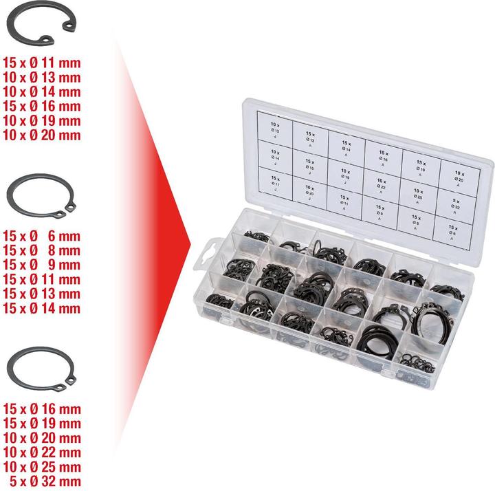 Actual product image KS Tools Assortment snap rings, external + internal, 225 pcs.