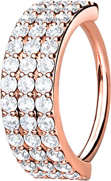 Immagine prodotto Star Piercing Anello Micro Piercing in oro rosa a tre linee con cristalli (Ottone, Acciaio chirurgico 316L)