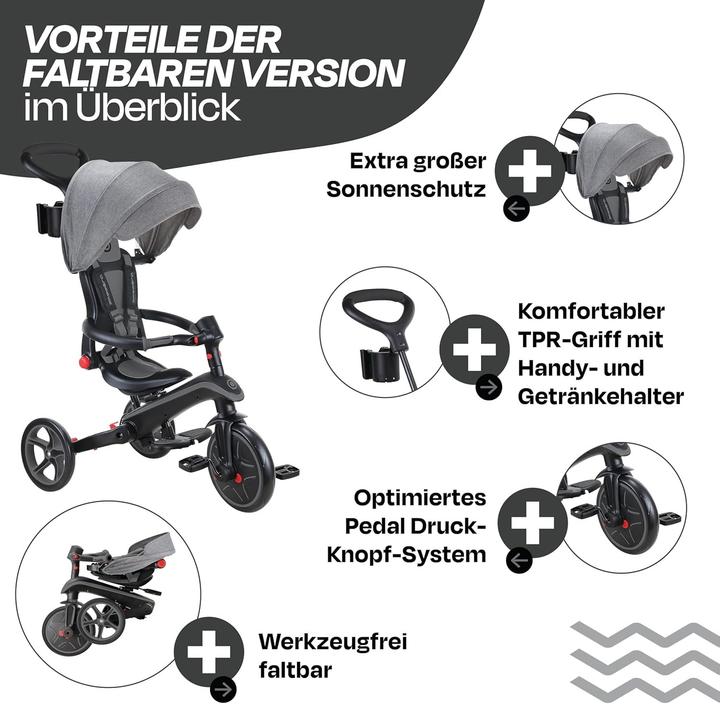 Actual product image Globber Explorer 4 in 1 Foldable Black Grey