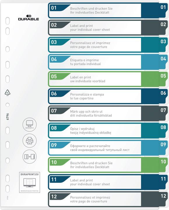Actual product image Durable Register A4 + 12pcs. 1-12 coloured tabs+trans. Form.