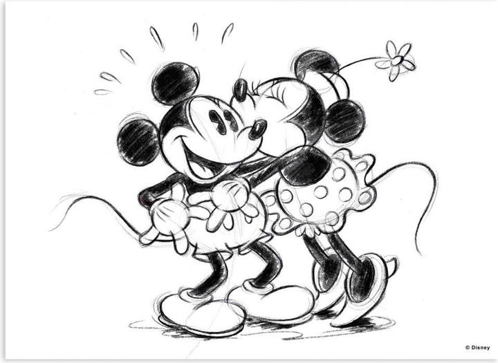 Produktbild Mickey Mouse Mickey Minnie Sketch Hugging (70 x 50 cm)