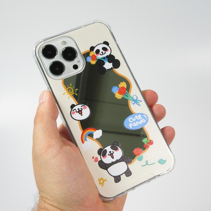 Actual product image PhoneLook Cover Silicone Bumper with Reinforced Corners Mirror Cute Panda (Apple iPhone 13 Pro Max)