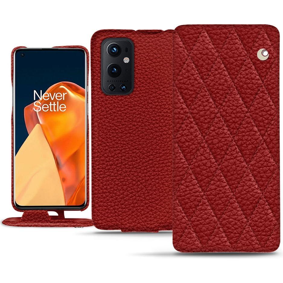 Noreve Lederschutzhülle vertikal (OnePlus 9 Pro), Smartphone Hülle, Rot