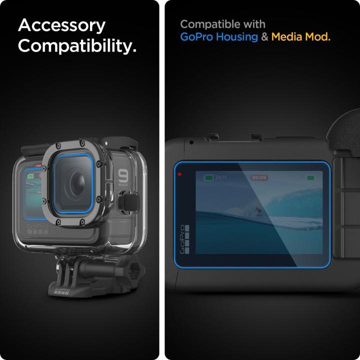Actual product image Spigen GlasTR Slim + Film 2-Set - Zestaw szkieł i folii do GoPro Hero 12 / 11 / 10 / 9 (2 zestawy) (Hero 9, Hero 11, Hero 10, Hero 12)