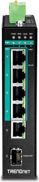 Actual product image Trendnet TI-PG541 PoE+ Industrial Gigabit DIN-Rail (6 Ports)