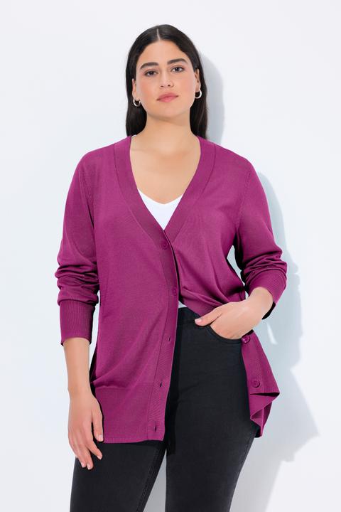 Produktbild Ulla Popken Strickjacke, V-Ausschnitt, Knopfleiste, Feinstrick (50, 52)
