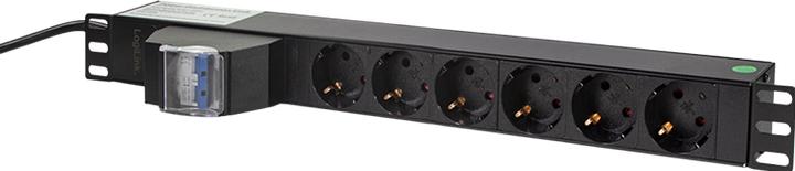 Produktbild LogiLink 19" Steckdosenleiste 6-fach, mit 2-pol. Leitungsschutzschalter (6x, CEE 7/3)