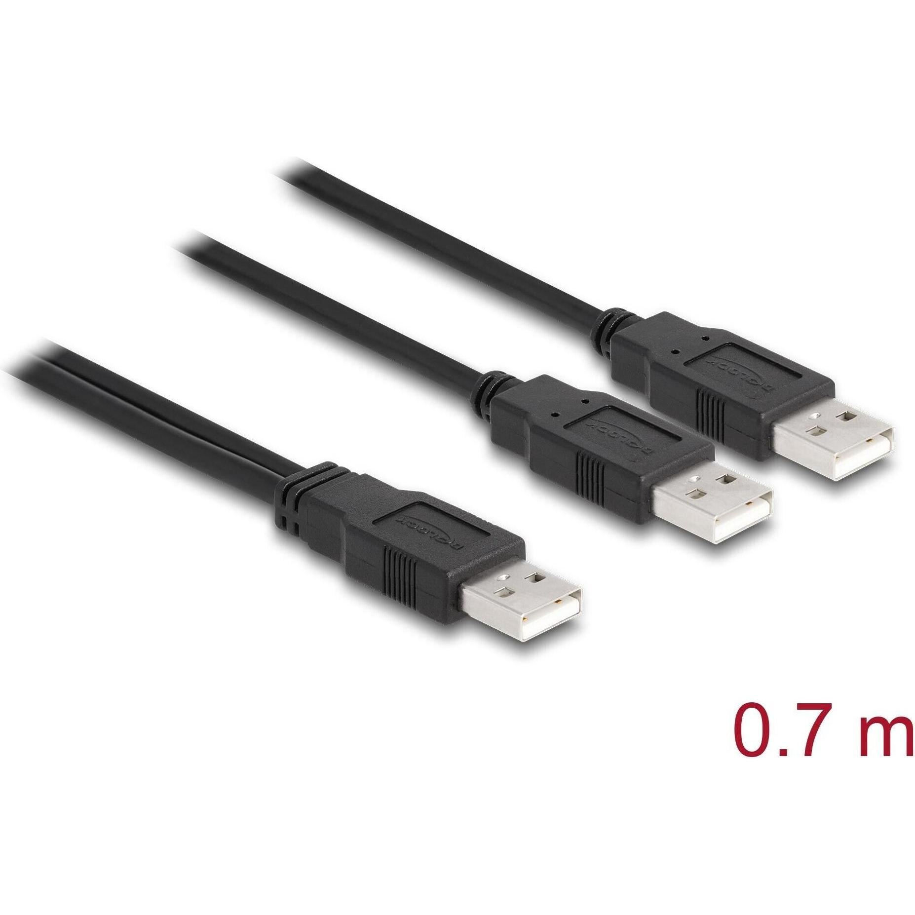 Delock USB 2.0 Kabel Typ-A zu 2 x Typ-A 70 cm (0.70 m, USB 2.0), USB Kabel