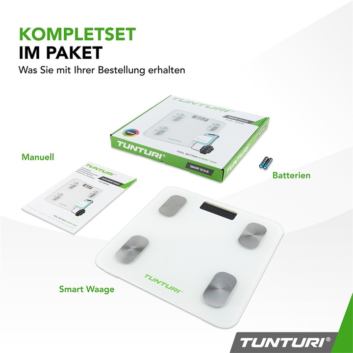 Produktbild Tunturi SC30 Intelligente Analyse-Waage mit APP (180 kg)