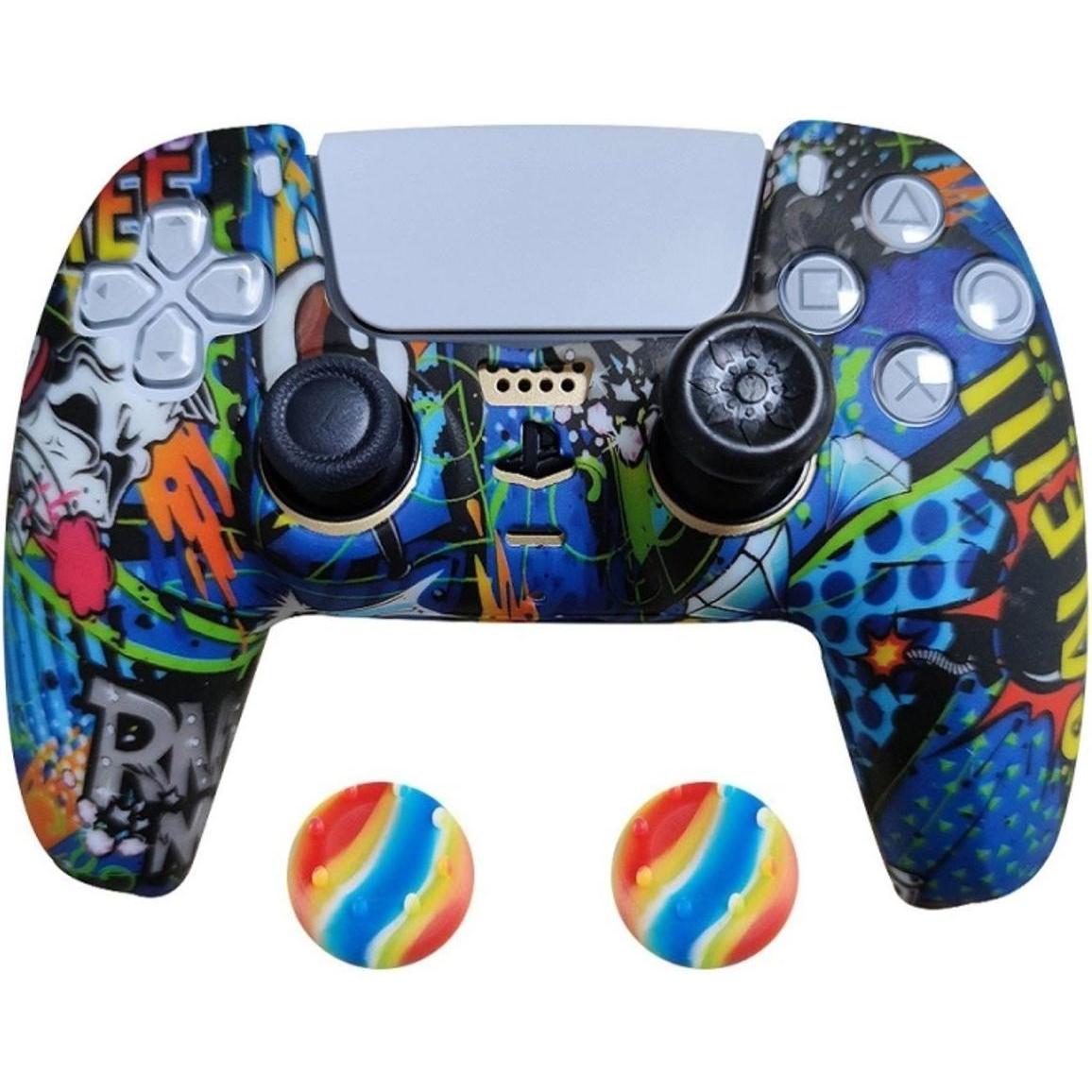 König Design 2 x Schutzhülle für Playstation 5 DualSense Controller Skin Silikon Schutz Motiv (Playstation Classic), Gam...